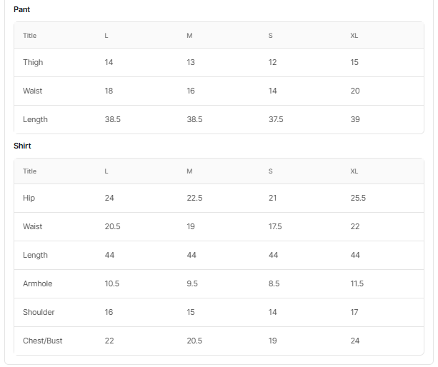 Size chart for Albite - White