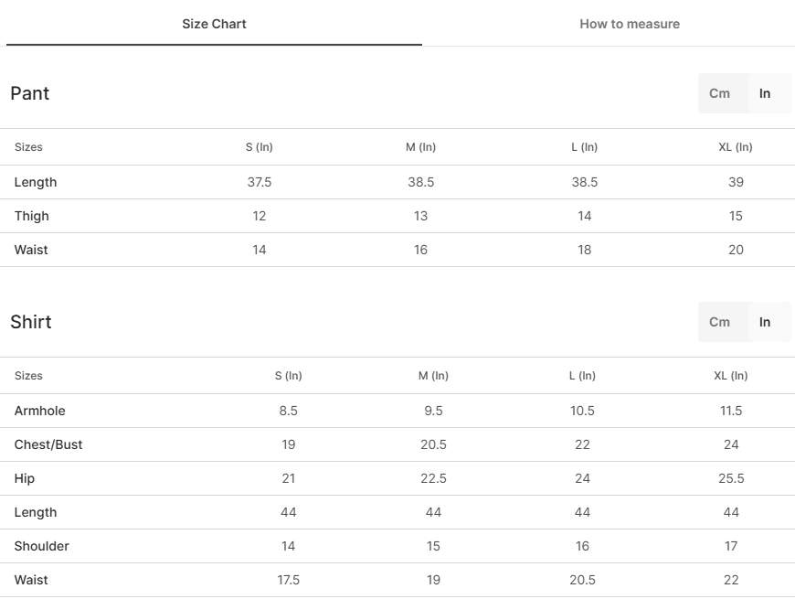 Size chart for Albite - White