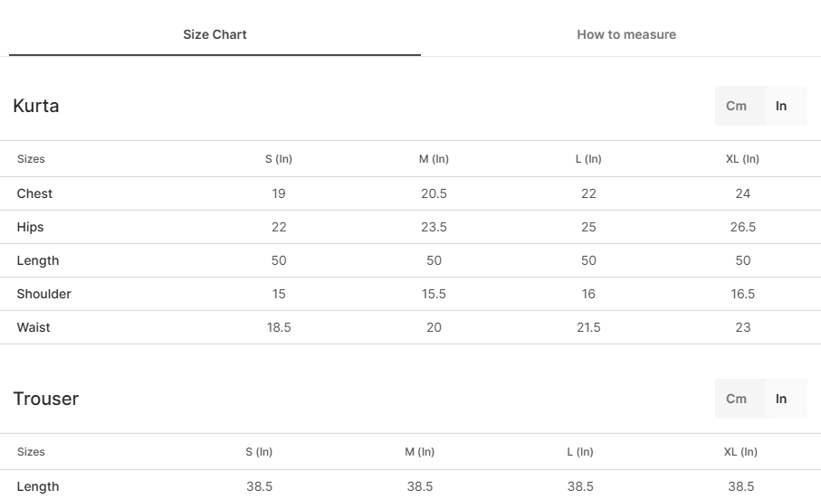 Size chart for Magnifer