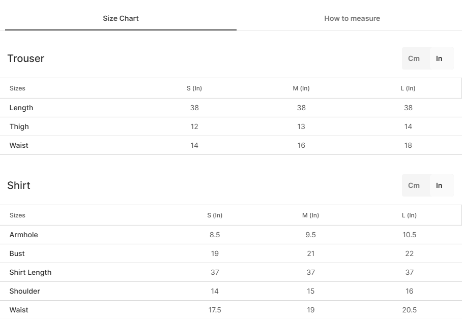 Size chart for Reham Off - White